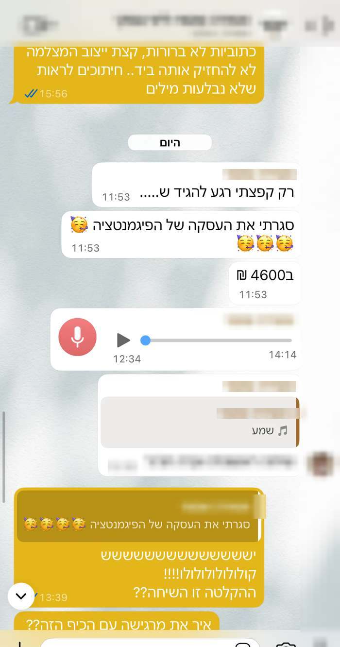 צילום מסך של הודעה מלקוחה